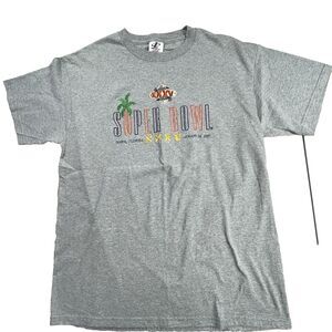 Vintage Super Bowl 35 Shirt Lg Baltimore Ravens NY Giants Tampa Y2K Grey T-Shirt